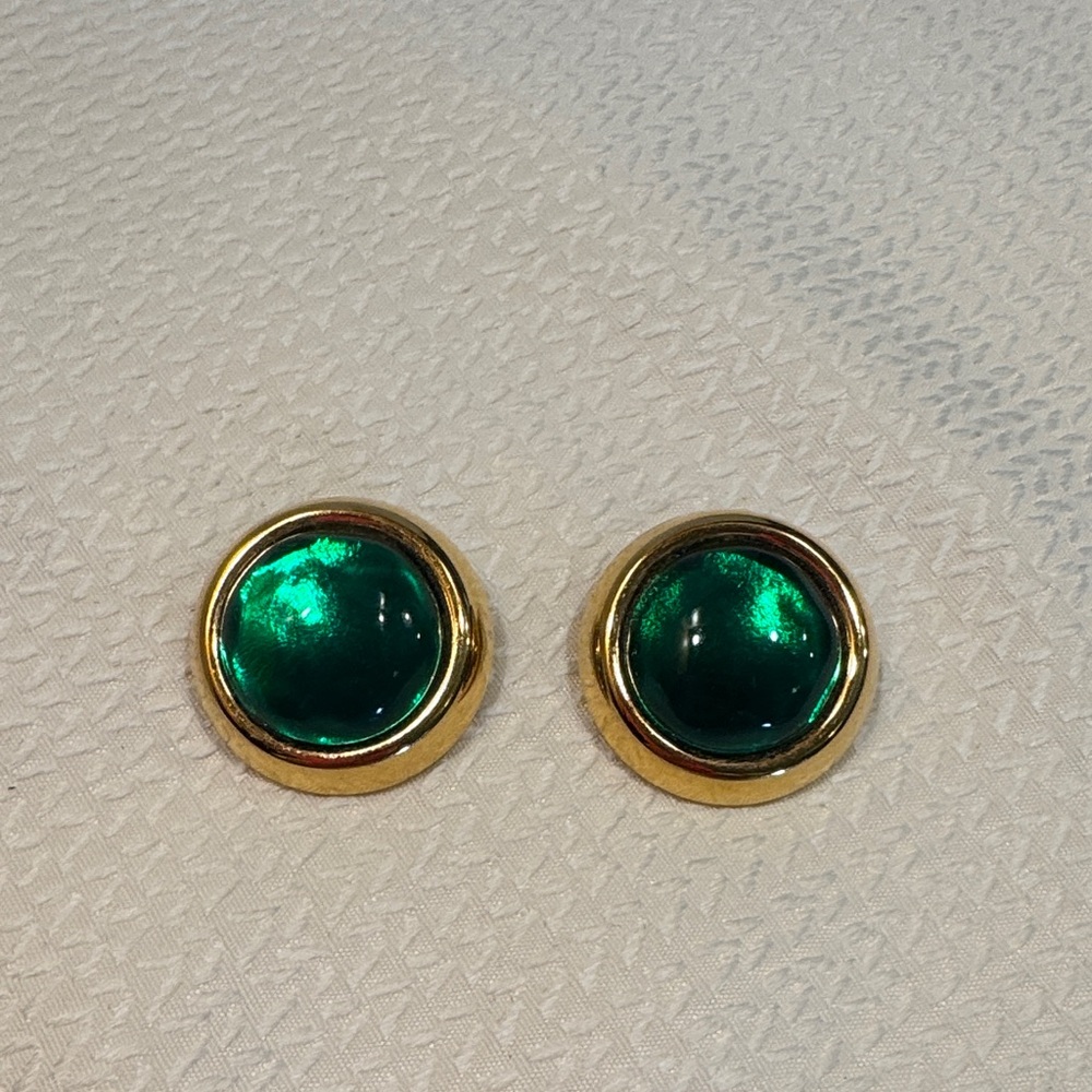 Oscar de la Renta Gold and Green Earrings